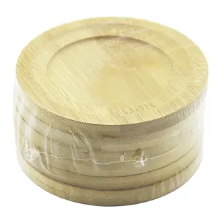 YUVARLAK= ÇAP: 9.7CM 6PCS BAMBU - AHŞAP ÇAY TABAK (5643)