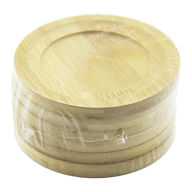 YUVARLAK= ÇAP: 9.7CM 6PCS BAMBU - AHŞAP ÇAY TABAK (5643)
