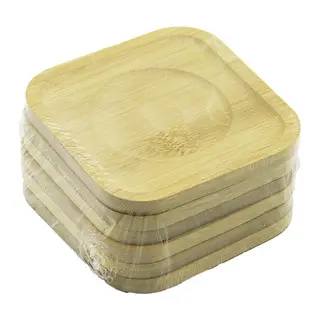 KARE= 9.7 X 9.7CM 6PCS BAMBU - AHŞAP ÇAY TABAK (5643)