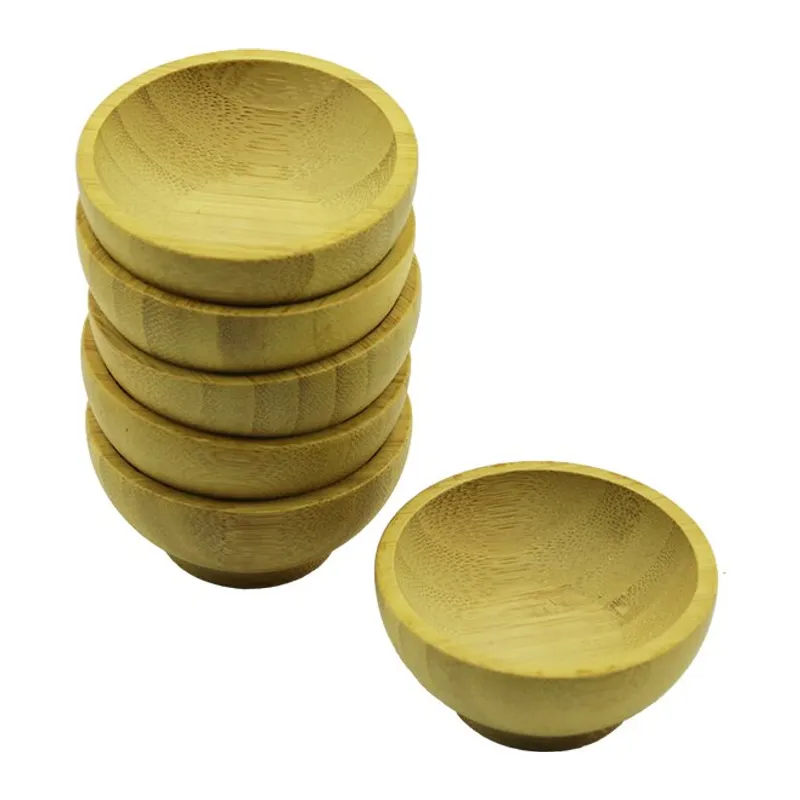 6 ADET MİNİ AHŞAP BAMBU LOKUMLUK - ÇEREZLİK KASE DERİNLİK: 1.5CM - ÇAP: 6.2CM (5643)