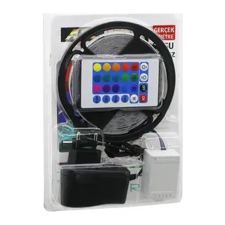 ATC LED STRIP EL-07-RUS-K 5MT KUMANDALI - ADAPTÖRLÜ RGB RENKLİ ŞERİT LED IP65=SU GEÇİRMEZ SMD=2835 54LEDs/m (5643)