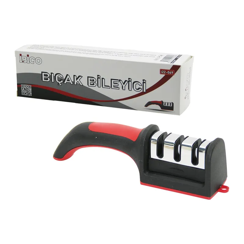 KUTULU BIÇAK BİLEME 3 BOĞUMLU RENKLİ PLASTİK SAPLI (5643)