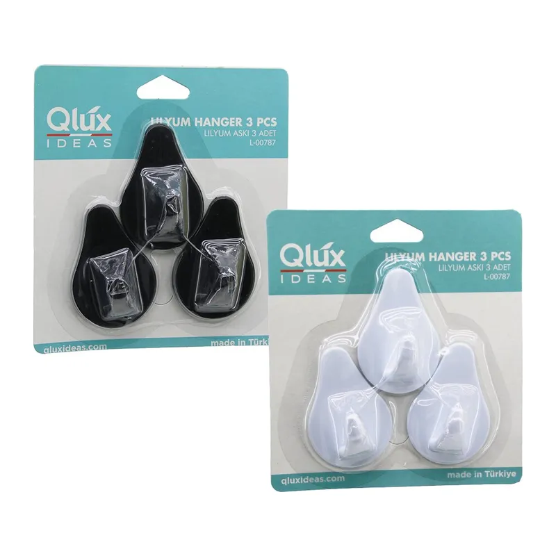 3PCS LILYUM ASKI SİYAH - BEYAZ PLASTİK YAPIŞKANLI MONTAJ (5643)