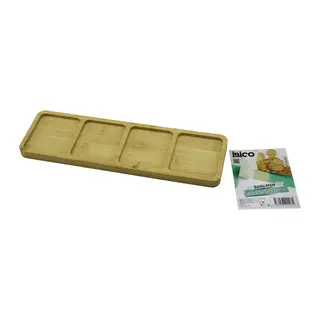 DİKDÖRTGEN 4 BÖLMELİ AHŞAP BAMBU SERVİS SUNUM TEPSİ - TAHTASI MİNİ TEPSİ 33 X 10 X 1.4CM (5643)