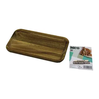 AKASYA DİKDÖRTGEN AHŞAP SERVİS SUNUM TEPSİ - TAHTASI MİNİ TEPSİ 25 X 14 X 1.4CM (5643)