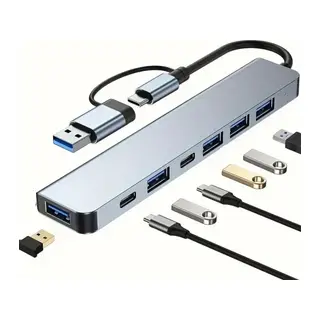8 in 1 Usb Çevirici Notebook Macbook Type-C Uyumlu Görüntü Aktarıcı Hub (5643)