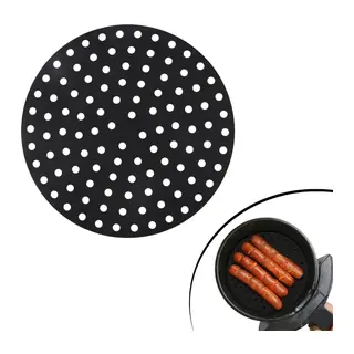 Siyah Isıya Dayanıklı Yıkanılabilir Silikon Fırın Ve Airfryer Yuvarlak Model Pişirme Matı 23 Cm (5643)