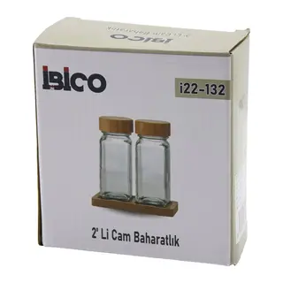 2PCS BAMBU KAPAKLI CAM TUZLUK - BİBERLİK - BAHARATLIK 120ML (5643)