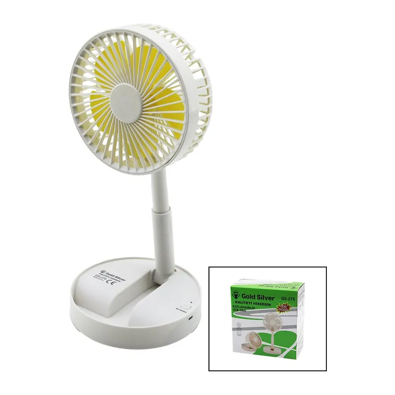 MASA ÜSTÜ VANTİLATÖR USB ŞARJIL KATLANIR FAN=13.6CM - UZAYAN AYAK=11-16CM 180 DERECE TELEFONLUKLU GS-275 (5643)