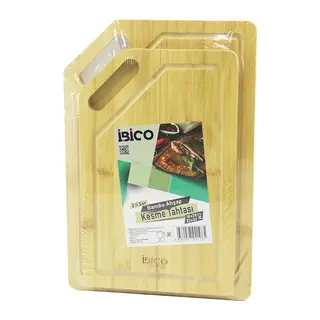 2PCS SETKIRIK KENARLI - OVAL DELİKLİ AHŞAP BAMBU KESİM PANOSU - KESME TAHTASI 18X28X1CM-22X32X1CM (5643)