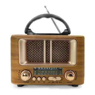 Küçük Mini Boy Retro Ahşap Tasarım Bluetooth Hoparlörlü Radyo – FM/AM Destekli, Şarjlı ve Taşınabilir Radyo NS-8108 (5643)