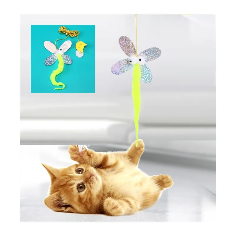 Kelebek Model Elastik Kendinden Yapışkanlı Kedi Oyun Oltası (5643)