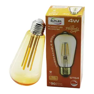 ELİTLED ST-64 4W - E27 GOLD COLOR FLAMENT LED RUSTİK AMPUL 500LUMEN KIRILMAZ GÖVDE (5643)