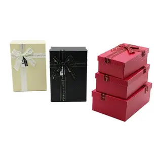 3PCS D.DÖRTGEN MAT MİX RENKLİ - KABARTMA DESEN KARTON HEDİYE KUTUSU KURDELALI 22.5X15.5-20.5X13.5-18.5X11.5CM (5643)