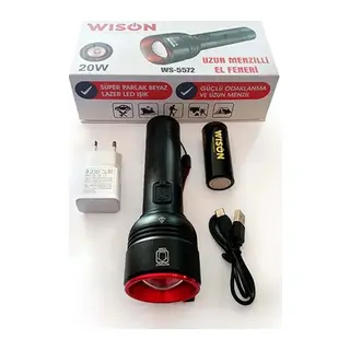 WISON WS-5572 20W Uzun Menzilli Şarjlı Metal El Feneri (5643)