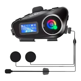 Q58 Motorsikletler İçin Fener Özellikli SD Kart Bölümlü LCD Ekranlı Kablosuz Bluetooth Kulaklıklı – Suya Dayanıklı Kask Kulaklığı (5643)