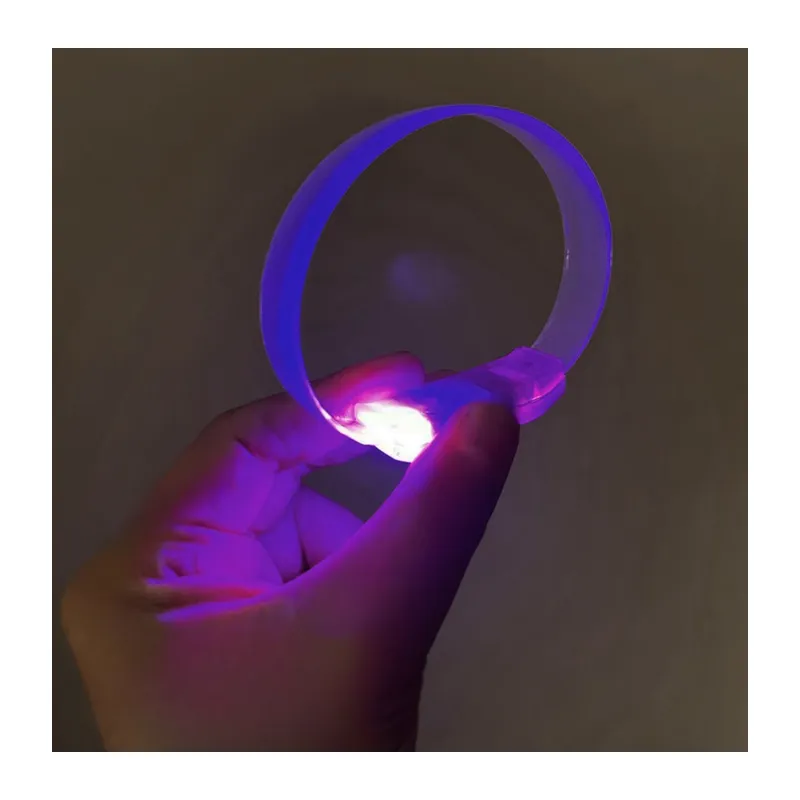 3 Modlu Pilli LED Işıklı Esnek Parti Bilekliği Mor (5643)