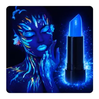 UV Neon Mavi Ruj – Karanlıkta Parlayan Makyaj Boyası (5643)