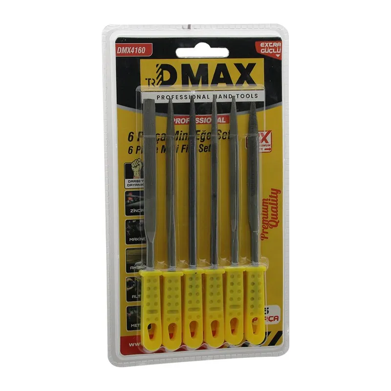 6PCS MİNİ ÇELİK EĞE SETİ DÜZ - YUVARLAK - YARI DAİRESEL - KARE - ÜÇGEN (5643)