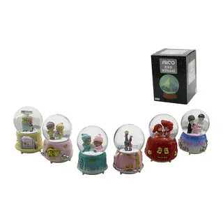 BÜYÜK BOY - 10CM PİLLİ - IŞIKLI MÜZİKLİ KAR KÜRESİ CAM İNSAN FİGÜRLÜ - DESEN MİX RENKLİ HERHANGİ BİR TANESİ GÖNDERİLİR (5643)