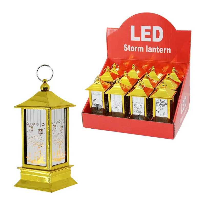 12 ADET KARE KUBBE PİLLİ RAMAZAN LED IŞIK GOLD (5643)