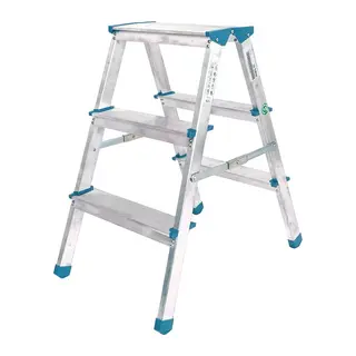 3+3 ÇİFT BASAMAKLI ALÜMİNYUM METAL MERDİVEN YÜKSEKLİK = 69CM BAŞ GENİŞLİK = 8CM (5643)