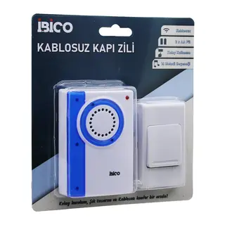 WİRELES KABLOSUZ KAPI ZİLİ PİLLİ 16 FARKLI MELODİ 50MT ÇEKİM ALANI PİL = 2AA - DÜĞME = 23A (5643)