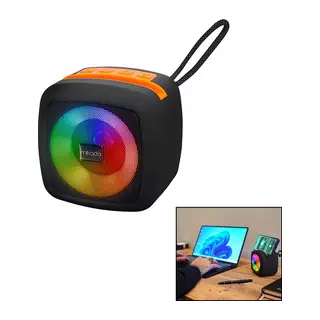 SİYAH KABLOSUZ HOPARLÖR - SPEAKER TAŞINABİLİR IŞIKLI USB ŞARJLI BT - TF CARD 10 MT MENZİL 1200mAH PİL - 5W (5643)