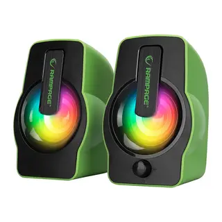 YEŞİL - RGB IŞIKLI 1+1 HOPARLÖR SPEAKAER SET USB KABLO 2.0 MULTİMEDYA - 6W (5643)