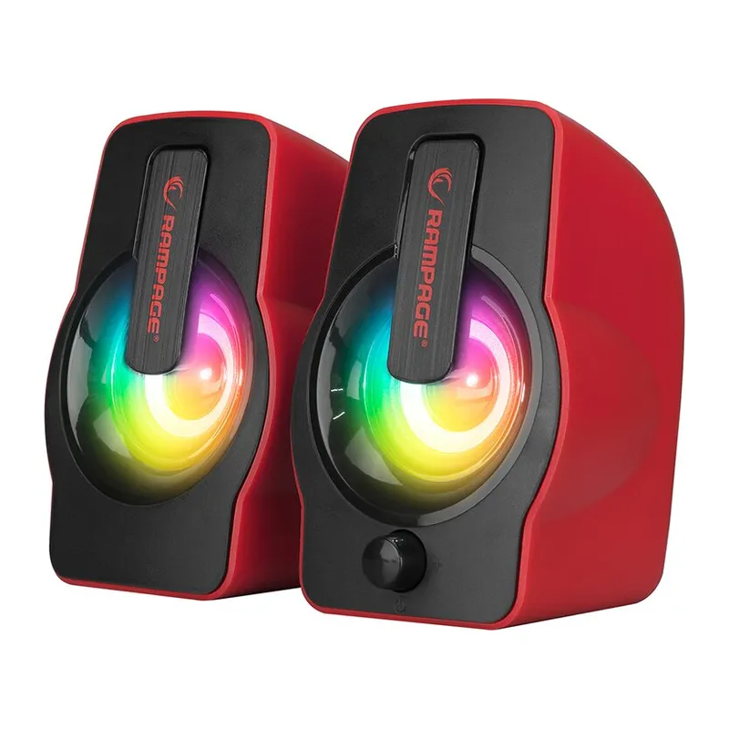 KIRMIZI - RGB IŞIKLI 1+1 HOPARLÖR SPEAKAER SET USB KABLO 2.0 MULTİMEDYA - 6W (5643)