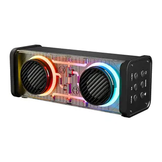 SİYAH KABLOSUZ HOPARLÖR - SPEAKER TAŞINABİLİR MP3 IŞIKLI USB ŞARJLI BT - AUX - TES 10 MT MENZİL 1200mAH PİL - 10W (5643)