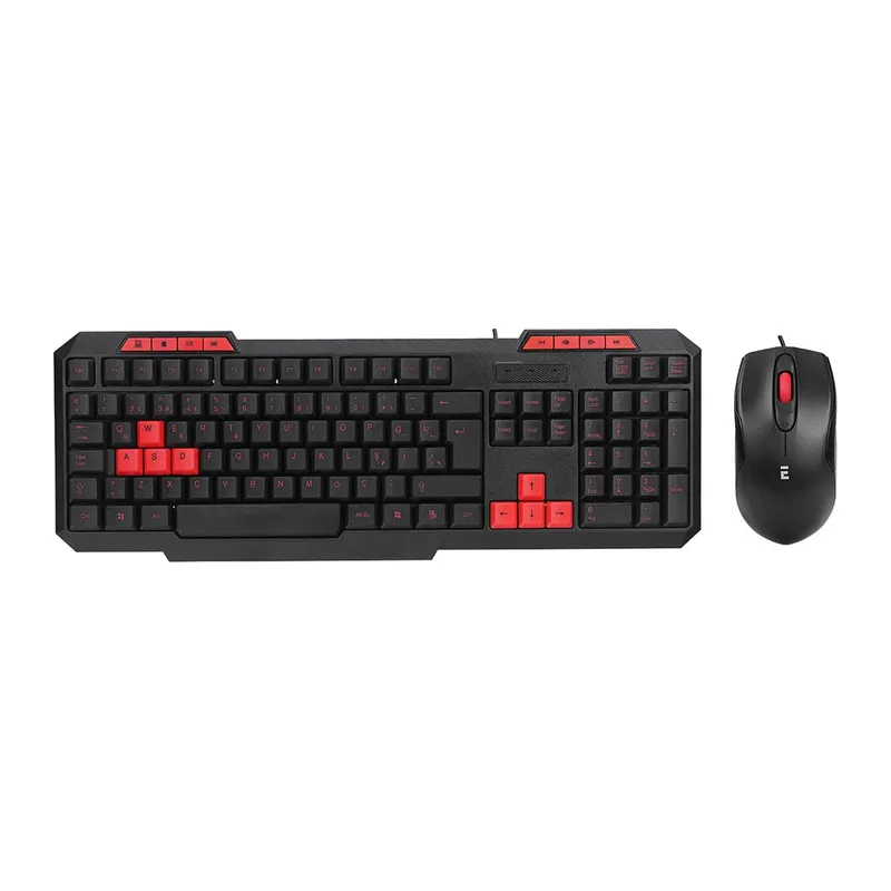 USB KABLOLU KLAVYE - MOUSE SET KIRMIZI TUŞLU Q KLAVYE 1600DPI MOUSE (5643)