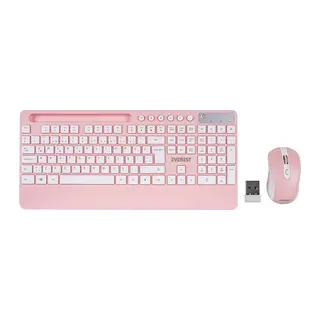 BEYAZ - PEMBE KABLOSUZ KLAVYE - MOUSE SETİ TABLET - TELEFON STANDLI Q KALVYE (5643)