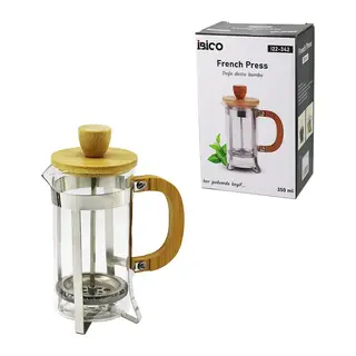 FRENCH PRESS METAL KAFES - BAMBU SAP BAMBU KAPAK 350ML CAM BİTKİ SÜZGEÇİ (5643)