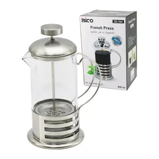 FRENCH PRESS METAL KAFES - METAL KAPAK 800ML CAM BİTKİ SÜZGEÇİ (5643)