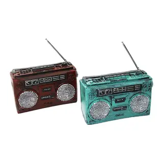 RADYO VİNTAGE DEKORATİF BİBLO - KUMBARA RENKLİ 17X17X5.5CM REÇİNE (5643)