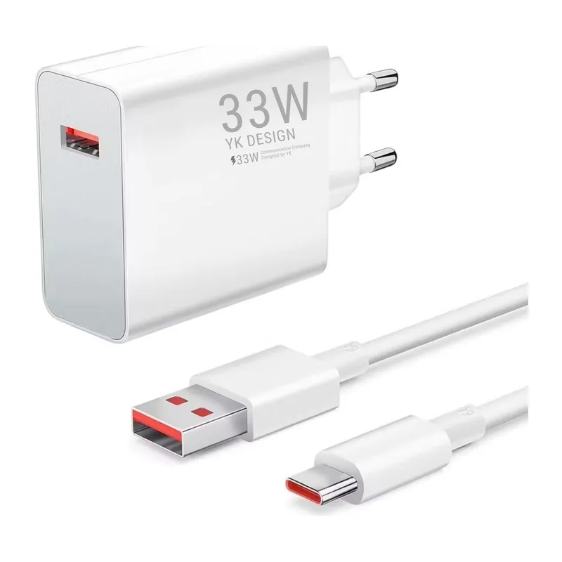 33W Hızlı Şarj Adaptörü – Type-C Kablolu, USB Çıkışlı, Akıllı Şarj Destekli Duvar Tipi Şarj Cihazı (5643)