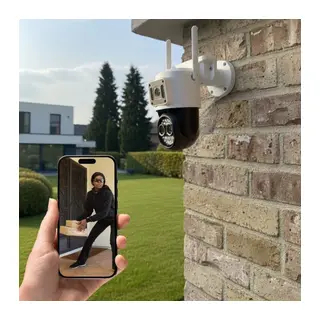 3 Kameralı Kablolu Akıllı Güvenlik Kamerası – 360° PTZ Hareketli, Çift Antenli, WiFi IP, Gece Görüşlü Dış Mekan Kamera (5643)