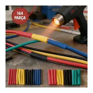 164 Parça Isı ile Daralan Makaron Seti – Elektrik Kablo İzolasyon & Koruma Kılıfı, Renkli Shrink Tube Set (5643)