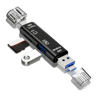 5 in 1 Çok Fonksiyonlu USB 2.0 Micro Sd Kart Okuyucu - Usb/micro Usb/type-C Çıkışlı, Otg Çevirici (5643)
