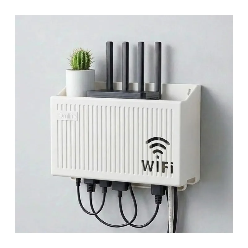 Duvar Tipi Wi-Fi Modem Saklama Kutusu(Beyaz) – Kablo Düzenleyici Router Raf Organizer (5643)