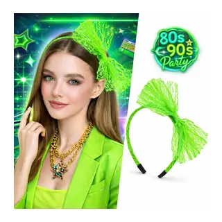 80’ler 90’lar Neon Yeşil Dantel Taç Fiyonklu (5643)