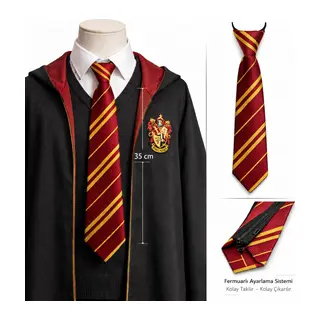Harry Potter Gryffindor Fermuarlı Ayarlanabilir Kravat (5643)