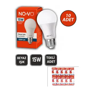 10 ADET 15W BEYAZ LED AMPUL 1200LM 6500K 15.000 SAAT ÖMÜR (5643)