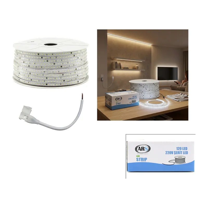 100MT 6500K - BEYAZ DIŞ MEKAN ŞERİT LED 220V 120LED ARS-348985 (5643)