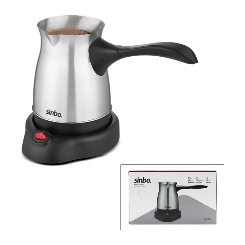 ÇELİK ELEKTRİKLİ CEZVE TÜRK KAHVE MAKİNESİ - 6FİNCAN=500ML 360° KABLOSUZ KULLANIM KATLANIR KULP 600W SCM-9039 (5643)