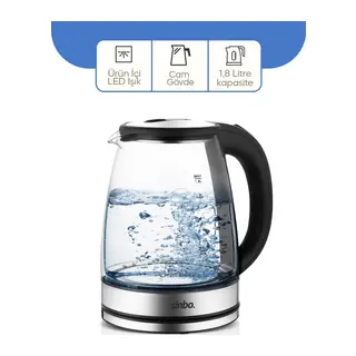 CAM - LEDLİ KETTLE 1.8LT GİZLİ REZİSTANS - KABLOSUZ 360 DERECE GÖVDE 1500W SK-8033 (5643)