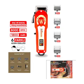 SAÇ - SAKAL KESME TRAŞ MAKİNESİ AYARLANABİLİR BIÇAK - 0,1MM-0,5MM 8000RPM 6 FARKLI KESİM MR-4800 (5643)