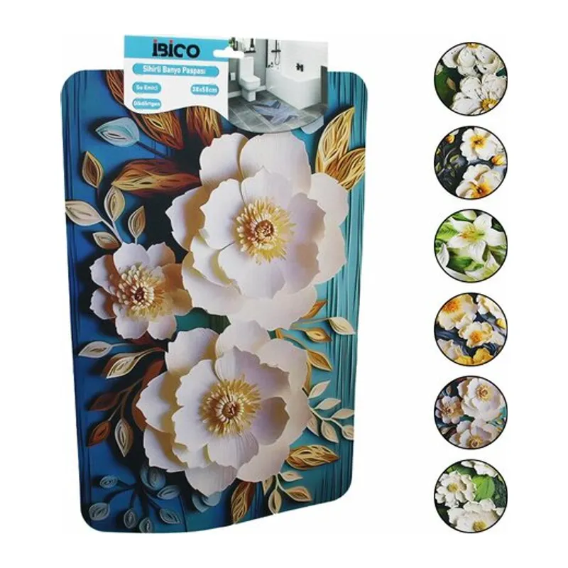 DİKDÖRTGEN - DESENLİ 38X58CM SU EMİCİ - SİHİRLİ BANYO PASPASI ELASTİK (5643)
