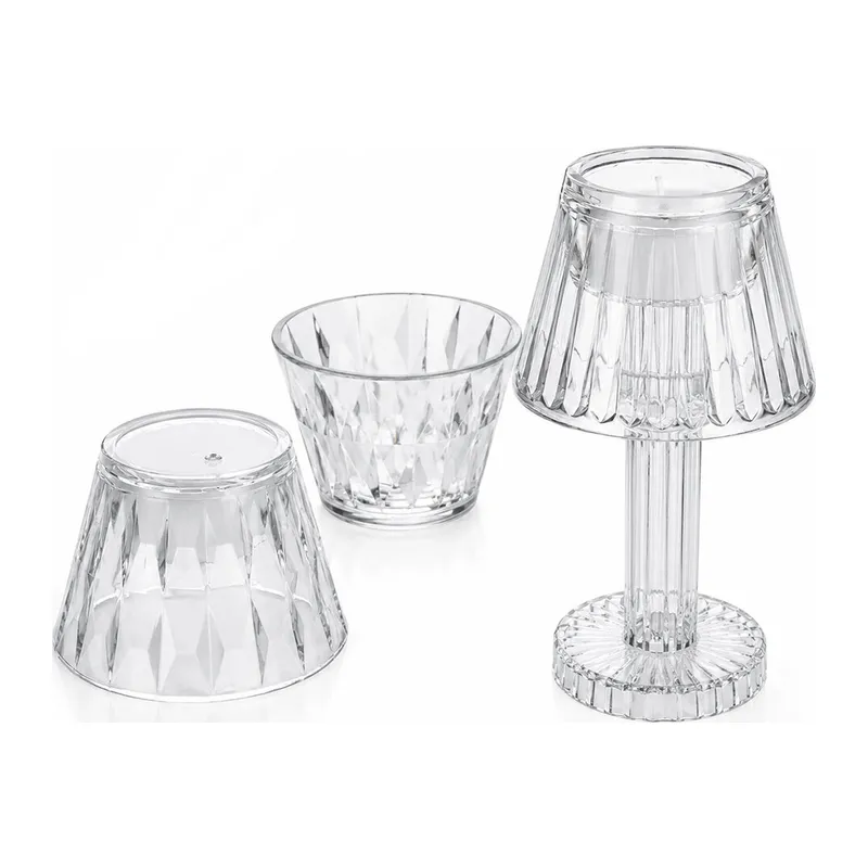 24 ADET KRİSTAL DAMLALI MUMLUK - MASA LAMBA ABAJUR MİNİ PİLLİ (5643)